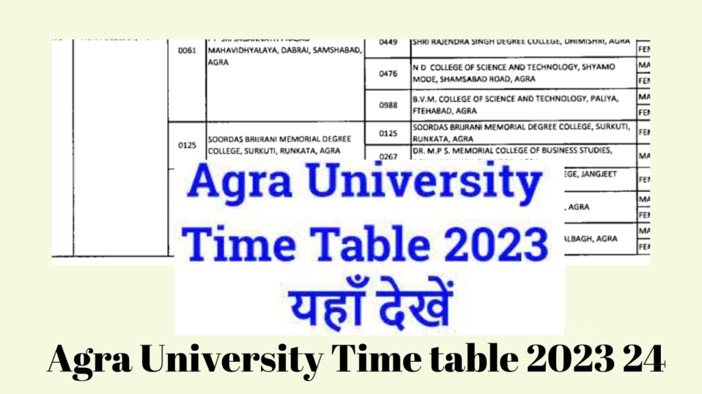 Agra University Time table 2023