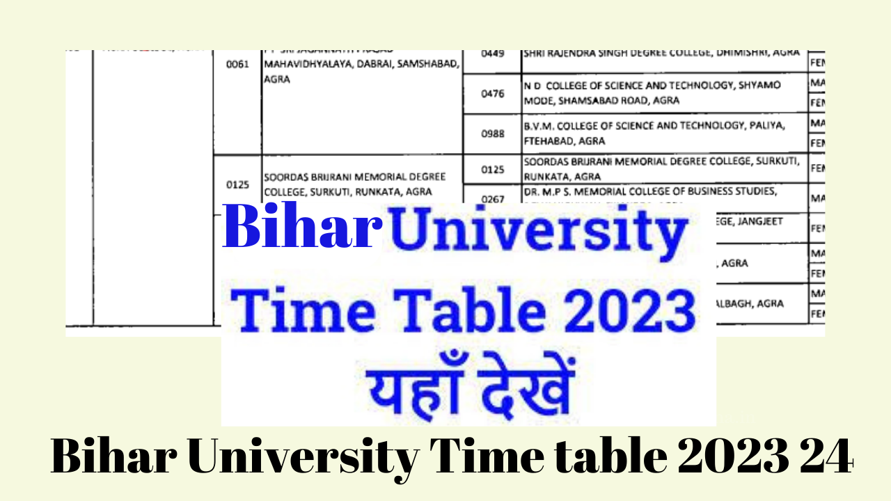 Bihar University Time table 2023