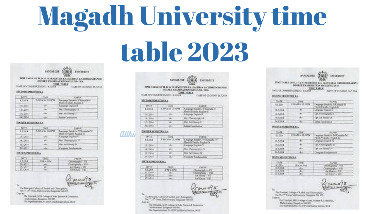 Magadh University time table 2023