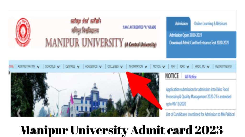 Manipur University Admit card 2023